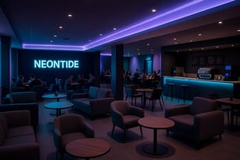 Klub məkani off day rejimində lounge və kiçik kafe küncü ilə