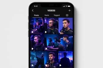Telefon ekranında NeonTide short videolarından ibarət grid görüntüsü