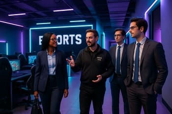 Arena turu zamanı sponsor nümayəndələrinə NeonTide səhnəsi göstərilir