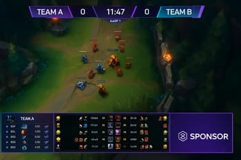 Oyunda overlay üzərində sponsor loqoları və NeonTide info paneli