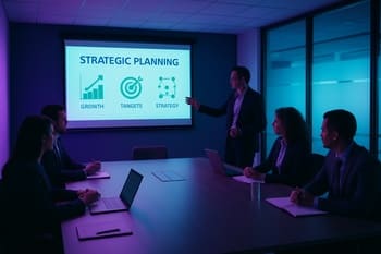 Brifinq otağında staff üzvləri event planı barədə qısa görüş keçirir