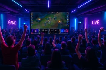 NeonTide azarkeşləri bar mühitində böyük ekrandan matça baxır