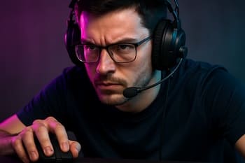 NeonTide sniper oyunçu monitor qarşısında fokuslanmış şəkildə oturub