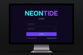 NeonTide portal login ekranında istifadəçi girişi interfeysi