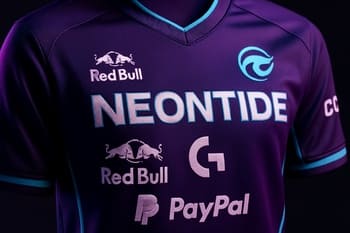 NeonTide oyun formasının yaxın planında sponsor loqosu
