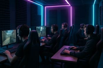 NeonTide Esports scrim otağında oyunçular məşq zamanı