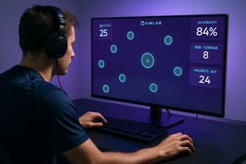 Aim məşq proqramında hədəflərə atəş məşqini göstərən monitor görüntüsü